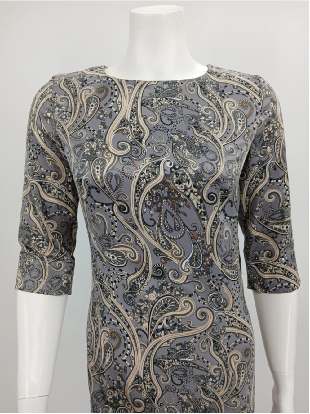 White Label Womens Dress Size 42 Gray Paisley Polyester - Picture 3 of 11
